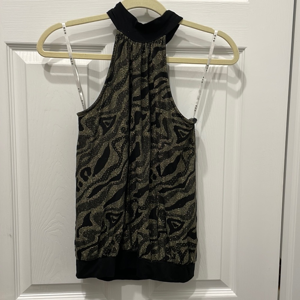 Three Dots Metallic Halter Top